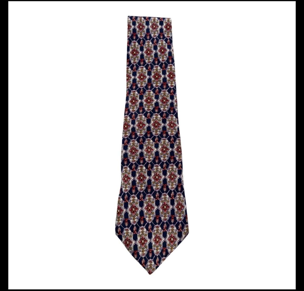 Metropolitan Museum of Art Mens Silk Tie Floral Navy Red